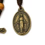 Chaveiro Dezena Aberta Madeira Nossa Senhora Das Graças Marrom Clara 8mm