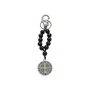 Chaveiro Dezena Medalha de São Bento Inox Pérola Preto 10mm