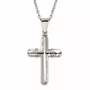 Colar Cruz Inox Prateado com Detalhe Texturizado