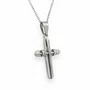 Colar Cruz Inox Prateado com Detalhe Texturizado