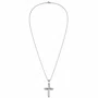 Colar Cruz Inox Prateado com Detalhe Texturizado