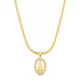 Colar Nossa Senhora Aparecida com Strass Corrente Laminada em Inox Dourado