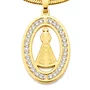 Colar Nossa Senhora Aparecida com Strass Corrente Laminada em Inox Dourado