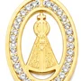 Colar Nossa Senhora Aparecida com Strass Corrente Laminada em Inox Dourado