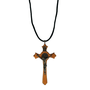 Cordão Crucifixo em Madeira de Demolição - Ouro Velho