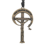 Cordão de Couro com Crucifixo da RCC em Metal - Ouro Velho