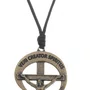 Cordão de Couro com Crucifixo da RCC em Metal - Ouro Velho