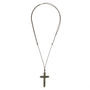 Cordão de Couro com Crucifixo Estilizado em Metal - Ouro Velho