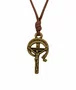Cordão de Couro Sintético Marrom com Crucifixo da Rcc Ouro Velho Mini