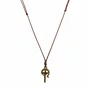 Cordão de Couro Sintético Marrom com Crucifixo da Rcc Ouro Velho Mini