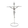 Crucifixo de Mesa em Metal com Base Redonda - 20cm - Prata