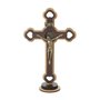 Crucifixo de Mesa com Medalha de São Bento - Ouro Velho - 13cm