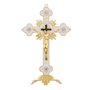 Crucifixo de Mesa com Strass - Branco 13,5cm