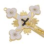 Crucifixo de Mesa com Strass - Branco 13,5cm