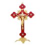 Crucifixo de Mesa com Strass - Vermelho 13,5cm Crucifixo de Mesa com Strass - Vermelho 13,5cm