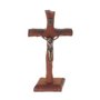 Crucifixo de Mesa em Madeira de Demolição com Detalhes em Metal - 14,2cm