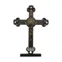 Crucifixo de Mesa em Mdf Vazado com Detalhes de Metal - 13cm