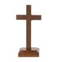 Crucifixo de Mesa ou Parede com Medalha de São Bento em Madeira - 11cm