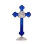 Crucifixo de Metal com São Bento 10cm - Azul.