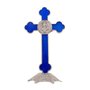 Crucifixo de Metal com São Bento 13cm - Azul