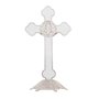 Crucifixo de Metal com São Bento 13cm - Branco
