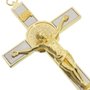 Crucifixo de Metal com São Bento Dourado Luxo 25cm