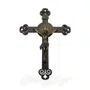 Crucifixo de Parede em Mdf Vazado com Detalhes de Metal - 29cm