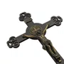 Crucifixo de Parede em Mdf Vazado com Detalhes de Metal - 29cm