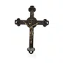 Crucifixo de Parede em Mdf Vazado com Detalhes de Metal - 9cm