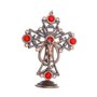 Crucifixo de Mesa com Pedras Vermelhas - Cobre 15cm
