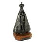 Imagem Decorativa de Nossa Senhora Aparecida em Metal com Base em Madeira 19cm - Ouro Envelhecido