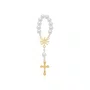 Kit Dezena Divino Espírito Santo Dourado Pérola Abs Branca 8mm 6un