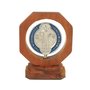 Pedestal em Madeira de Demolição com Medalha Prata de São Bento Vazada - Colorida