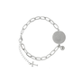 Pulseira com Oração do Pai Nosso e Pingente Redondo em Inox - Prata
