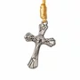Pulseira  Nossa Senhora de Fátima de Cristal Doce de Leite com Cruz e Medalha Resinada - 8mm