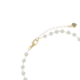 Pulseira de Cruz e Coração com Strass e Contas Pérola - Folheada