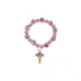 Pulseira de Elástico com Medalhas de Santos Variados - Rosa Claro