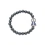 Pulseira de Nossa Senhora Aparecida com Elástico e Conta Pérola - Hematita
