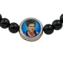 Pulseira Regulável Resinada São Carlo Acutis Pérola Preta 6mm