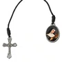 Pulseira Santa Rita de Cássia de Cristal Preto com Cruz e Medalha Resinada - 8mm
