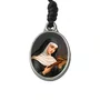 Pulseira Santa Rita de Cássia de Cristal Preto com Cruz e Medalha Resinada - 8mm