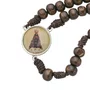 Terço com Folheto de Nossa Senhora Aparecida - Madeira Marrom Escuro 8mm