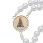 Terço com Folheto de Nossa Senhora Aparecida - Pérola Branca Abs 8mm