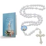 Terço com Folheto de Nossa Senhora de Fátima - Pérola Branca Abs 8mm