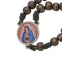 Terço com Folheto de Nossa Senhora de Guadalupe - Madeira Marrom Escuro 8mm