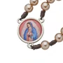 Terço com Folheto de Nossa Senhora de Guadalupe - Pérola Rosegold Abs 8mm