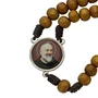 Terço com Folheto de Padre Pio - Madeira Marrom Claro 8mm