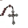 Terço com Folheto de Santo Antônio de Pádua Pérola Marrom Escuro 8mm