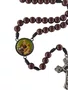 Terço com Folheto de Santo Antônio de Pádua Pérola Marrom Escuro 8mm