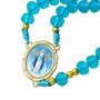 Terço de Cristal Azul Entremeio Dourado Nossa Senhora Das Graças
